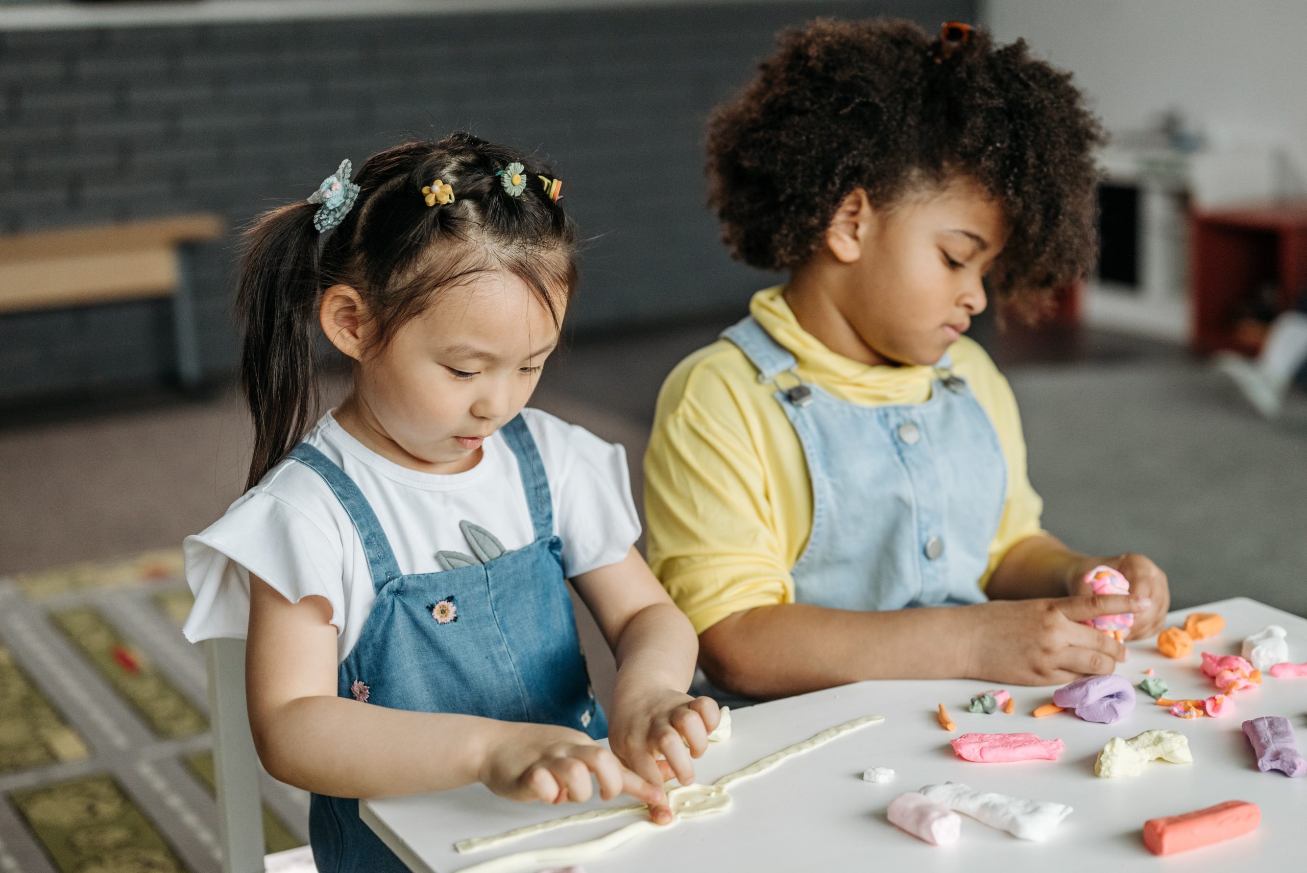 Kids playing with clay